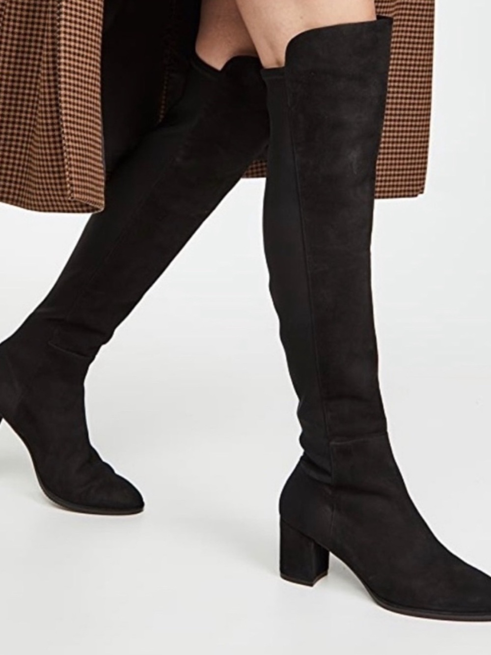 Stuart Weitzman Gillian 60 City Booty, Black Suede Over-the-Knee Boots